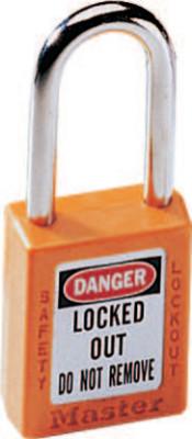 Master Lock® Zenex™ Thermoplastic Safety Padlock, 1-1/2 in W x 1-3/4 in L, Orange, Keyed Differently, 410ORJ