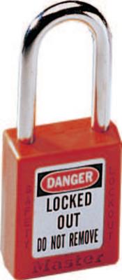 Master Lock® Zenex™ Thermoplastic Safety Padlock, 1-1/2 in W x 1-3/4 in L, Red, Keyed Differently, 410RED
