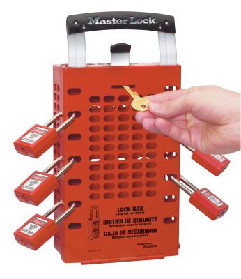 Master Lock® Latch Tight Lock Box, 3 1/2 in L x 12 3/4 in H x 6 3/8 in W, Steel, Red, 503RED