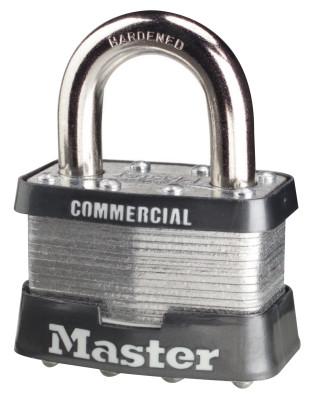 Master Lock® No. 5 Laminated Steel Pin Tumbler Padlocks, 3/8" Dia, 1"L X 15/16"W, Silver/Blue, 5D