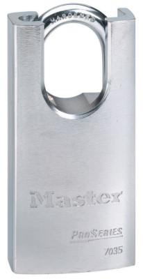 Master Lock® Pro Series High Security Padlocks-Solid Steel, 1/4"Dia, 1 1/16" X 25/32", Shroud, 7035