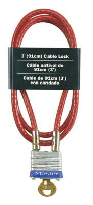 Master Lock® No. 719 Cable Locks, 3/16 in Dia., 3 Ft Cable, 719