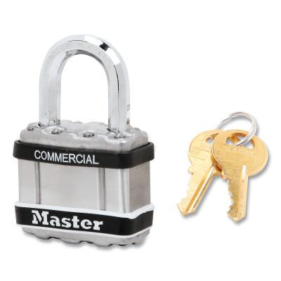 Master Lock® Wide Commercial Magnum Laminated Steel Padlock, Alike-Keyed, No 2532, 1 in Shackle Height, 1-3/4 in Body Width, Silver, M1KASTS-2532