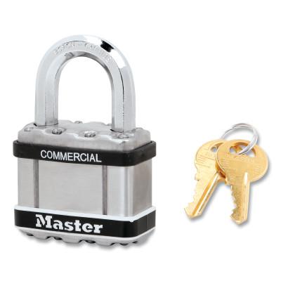 Master Lock® Wide Commercial Magnum Laminated Steel Padlock, Alike-Keyed, No 2532, 1 in Shackle Height, 2 in Body Width, Silver, M5KASTS-0303