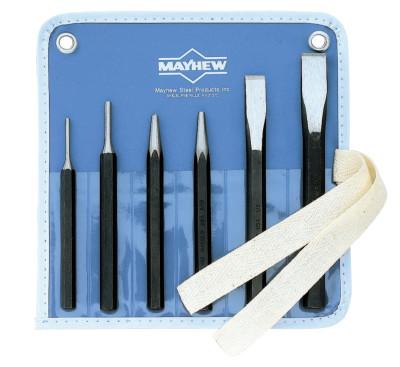 Mayhew™ 6 Pc Punch & Chisel Kits, Round, Beveled,,Pointed, English, 4 Punches, 2 Chisels, 61005