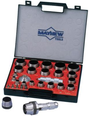 Mayhew™ 31 Pc Hollow Punch Tool Kits, Round, Metric, Mandrin, Handle, Case, 66006