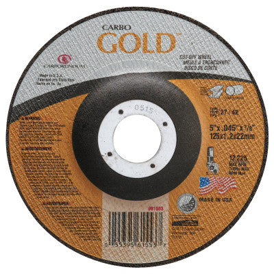 Carborundum Carbo GoldCut Reinforced Aluminum Oxide Abrasives, 5 in Dia., 30 Grit, 05539561553