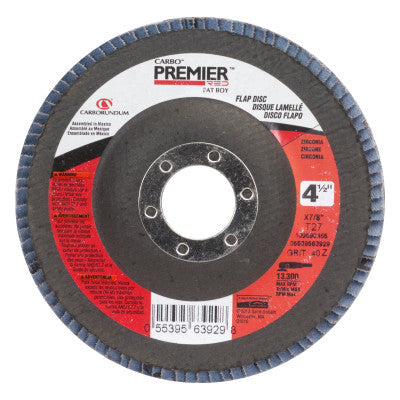 Carborundum Premier Red Zirconia Alumina Type 27 Fat Boy Flap Disc,4 1/2",80 Grit,7/8 Arbor, 05539563931