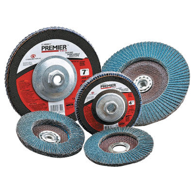 Carborundum Premier Red Zirconia Alumina Type 27 Flap Discs, 4 1/2", 80 Grit, 5/8 in Arbor, 05539564063
