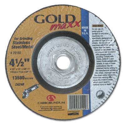 Carborundum Depressed Center Wheel, 5 in Dia, 1/4 in Thick, 24 Grit Zirconia, 05539570193
