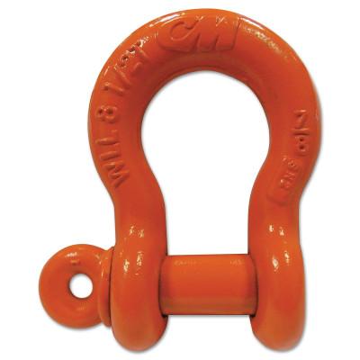 CM Columbus McKinnon Screw Pin Anchor Shackles, 1.5 in Bail Size, 20 Tons, Orange Paint, M657P