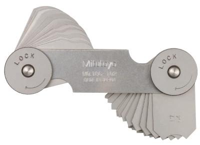 Mitutoyo Series 186 Radius Gage Set, 16 Pairs of Leaves, 17/64 in to 1/2 in by 64ths, 186-102