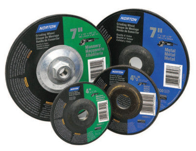 Saint-Gobain Depressed Center Metal/Masonry Wheel, 7 in Dia, 1/8 in Thick, 7/8 Arbor, Alum., 07660775956