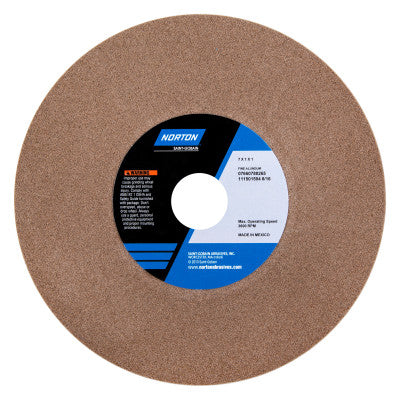 Saint-Gobain T1 Straight Gemini Bench & Pedestal Grinding Wheel, 8 in Dia x 1 in Thick, 1 in Arbor, Medium, AlumOx, 07660788285