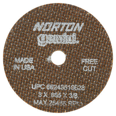 Saint-Gobain Gemini Type 1 Reinforced Cut-Off Wheel, 3 in dia, .035 in Thick, 3/8 Arbor, 60 Grit, Aluminum Oxide, 66243510628