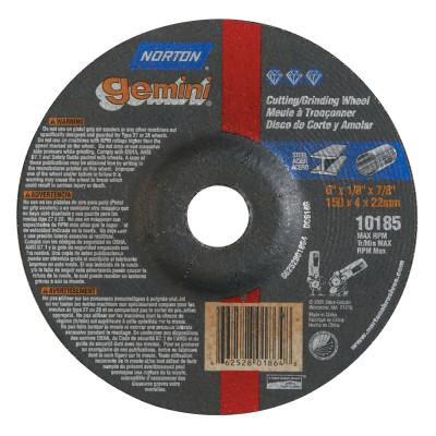 Saint-Gobain Gemini Depressed Center Wheel, 6" Dia, 1/8" Thick, 7/8" Arbor, 66252801864
