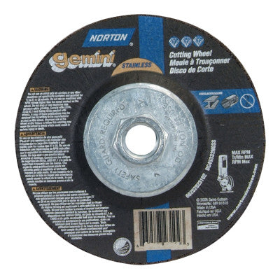 Saint-Gobain Gemini RightCut Depressed Center Cut-Off Wheel, 5" Dia, 3/32" Thick, 5/8"-11, 66252841904