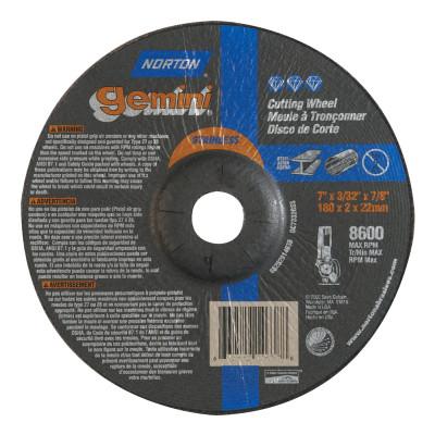 Saint-Gobain Gemini RightCut Depressed Center Cut-Off Wheel, 7" Dia, 3/32" Thick, 7/8 in, 66252841908