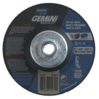 Saint-Gobain Gemini Right Cut Depressed Center Wheel, 5 in Thick, Aluminum Oxide, 66252841939