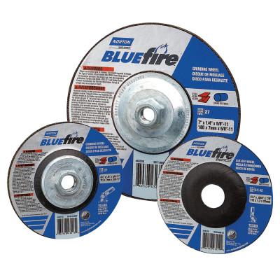Saint-Gobain BlueFire Depressed Center Wheels, 6" Dia, 7/8" Arbor, 1/4" Thick, 24 Grit, 66252843203