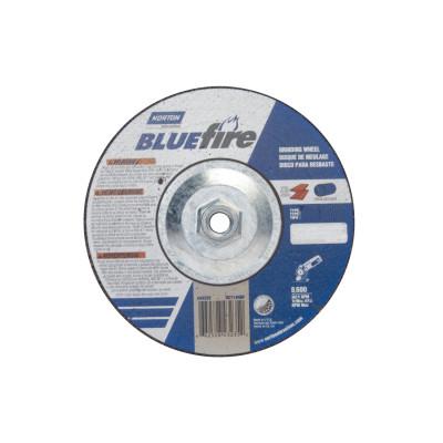 Saint-Gobain BlueFire Type 27 Depressed Center Wheel, 7 in dia, 5/8 in Arbor, 1/4 in Thick, 24 Grit, 66252843235