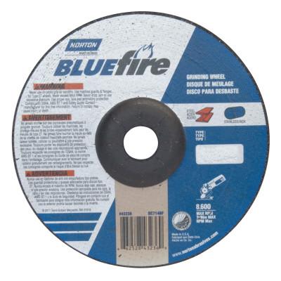 Saint-Gobain BlueFire Depressed Center Wheels, 7" Dia, 7/8" Arbor, 1/4" Thick, 24 Grit, 66252843236