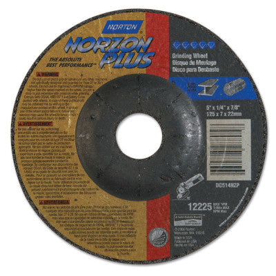Saint-Gobain Grinding Wheels, Aluminum Oxide, 4 1/2" Dia, 7/8" Arbor, 1/4 in Thick, 24 Grit, 66252843584