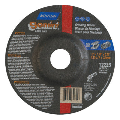 Saint-Gobain Grinding Wheels, Metal, Aluminum Oxide, 4 1/2 in Dia, 7/8 in Arbor, 24 Grit, 66252843607