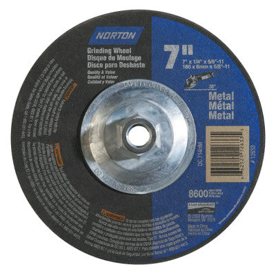 Saint-Gobain Depressed Center Metal/Masonry Wheel, 7 in Dia, 1/4 in Thick, 5/8 Arbor, 66252912633