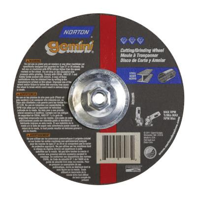 Saint-Gobain Gemini Depressed Center Wheel, 9" Dia, 0.06" Thick, 5/8" Arbor, Coarse, 66253019115