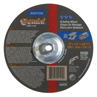 Saint-Gobain Gemini Depressed Center Wheel, 9" Dia, 1/4" Thick, 5/8" Arbor, 66253049104