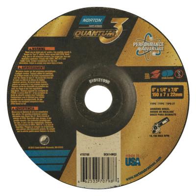 Saint-Gobain Quantum3 SG CA Type 27 Grinding Wheel, 6 in dia, 1/4 in Thick, 7/8 in Arbor, 20 Grit, Ceramic Alumina, 66253370798