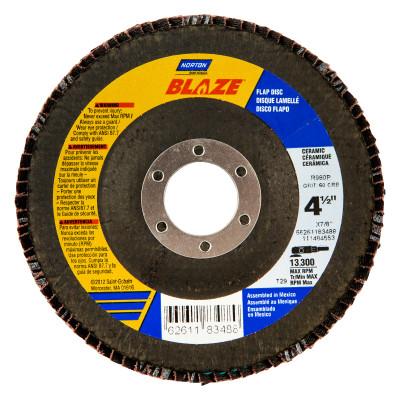 Saint-Gobain Blaze Type 29 Flap Discs, 4 1/2 in, 36 Grit, 7/8 in Arbor, 13,000 rpm, 66261183486