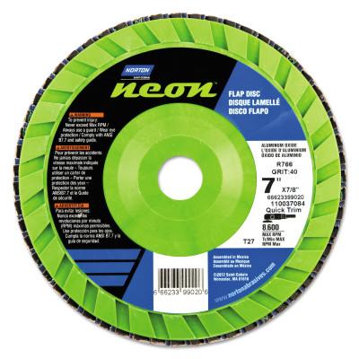Saint-Gobain Type 27 Flat Flap Discs, 7 in Dia, 60 Grit, 7/8 in Arbor, 8,600 rpm, 66623399021