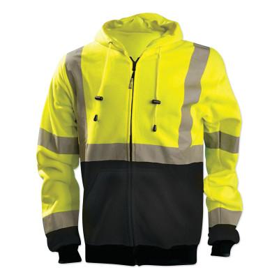 OccuNomix Large Hi-Viz Yellow 100NSI Polyester/Fleece Black Bottom Sweatshirt, LUX-SWTHZBK-YL