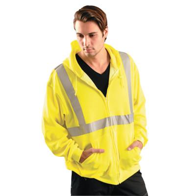 OccuNomix Classic Hoodie Sweatshirt, Large, Yellow w/Silver Reflective Tape, LUX-SWTLHZ-YL