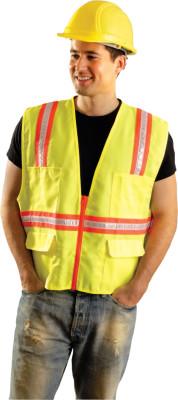 OccuNomix Non-ANSI Contractor Style Solid Vests, Small, Hi-Viz Orange; Yellow Trim, LUX-XTRANS-OS