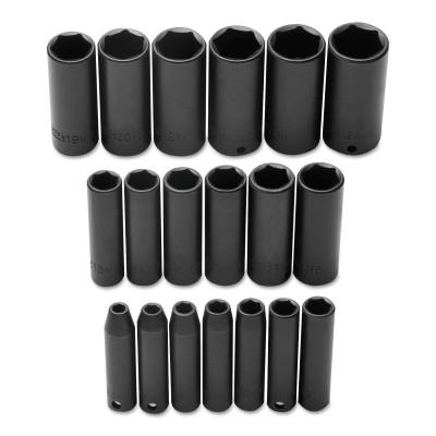 Stanley® Products Torqueplus 19 Piece Metric Deep Socket Sets, 3/8 in, 6 Point, 72216