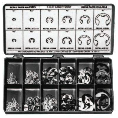 Precision Brand E Clip Assortments, Carbon Steel, 265 per set, 12910