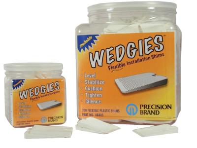 Precision Brand Wedgies Installation Shims, Plastic, Flexible, White, 200 Pieces, 48805