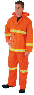 MCR Safety Three-Piece Rain Suit, Jacket/Hood/Overalls, 35 mm PVC/Poly, Orange, 4X-Large, 2013RX4