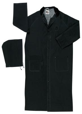 MCR Safety Classic Plus Rider Rain Coat, 0.35 mm PVC/Polyester, Black, 60 in X-Large, 267CXL