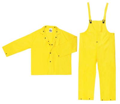 MCR Safety Three-Piece Rain Suit, Jacket/Hood/Pants, 0.28 mm PVC/Nylon, Yellow, 5X-Large, 3003X5