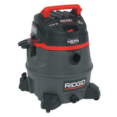 Ridge Tool Company 2-Stage Wet/Dry Vacuums, 14 gal, 6.5 hp, W/Hose/(7)Attachmts/Diffuser/(3)Filter, 50368