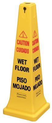 Newell Brands Safety Cones, Multi-Lingual "Wet Floor", 36 in, Yellow, FG627677YEL