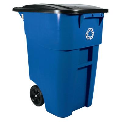Newell Brands Brute Recycling Rollout Container, Square, 50gal, Blue, FG9W2773BLUE