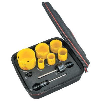 L.S. Starrett Deep Cut Electricians Holesaw Kits, 3/4 in - 2 1/4 in Cut Diam, KDC06042-N