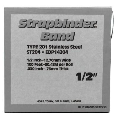 Strapbinder?? Bands, 3/4 in x 100 ft, 0.03 in Stainless Steel 201, ST206