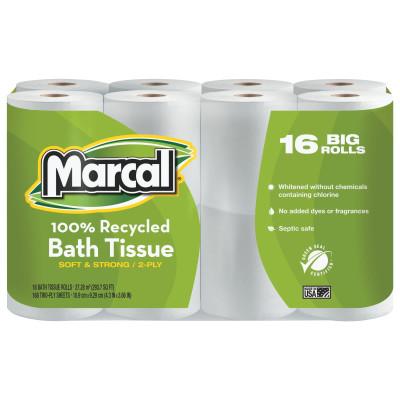 MARCAL PAPER 100% Recycled Two-Ply Bath Tissue, White, 16466