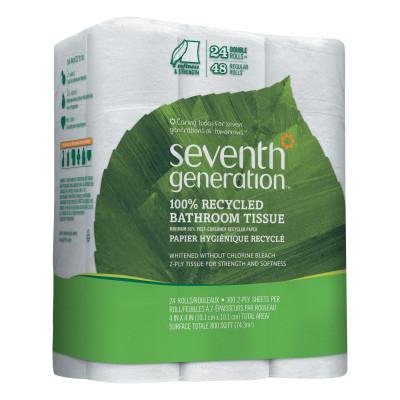 Seventh Generation 100% Recycled Bathroom Tissue, 2-Ply, White, 300 Sheets/Roll, 13738